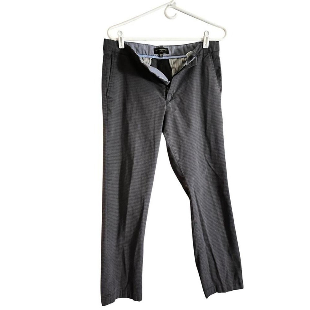Banana Republic Sun Fit Mens Gray Plaid Slim Fit Dress Pants Trousers 33x30